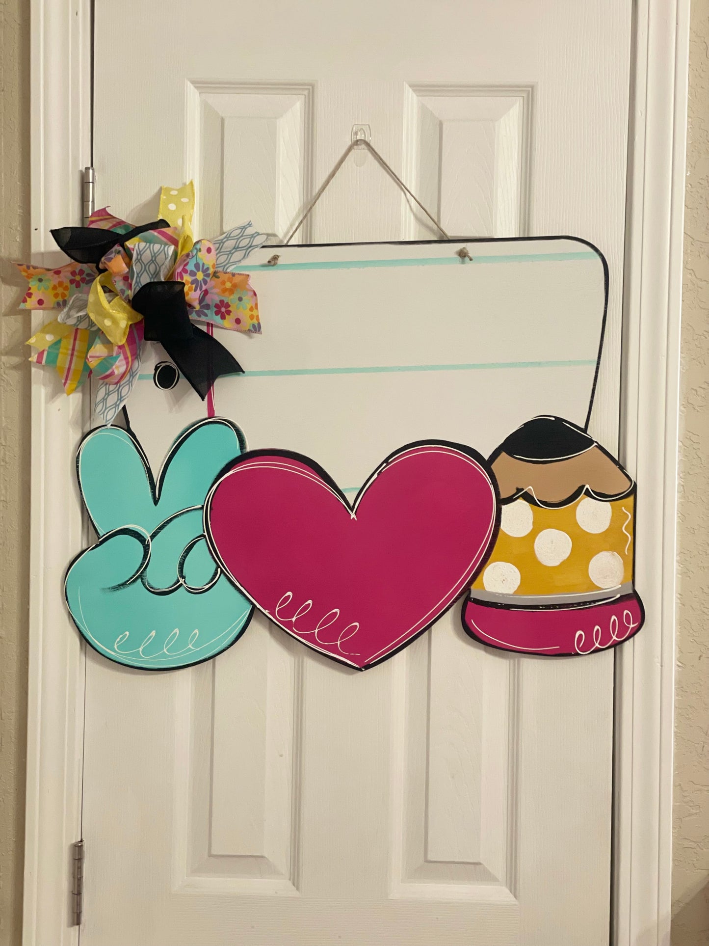 School - Peace love teach Door Hanger
