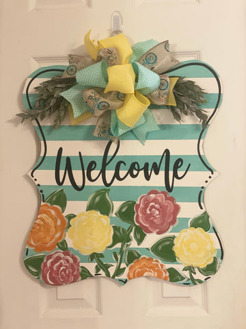 Welcome - floral stripe