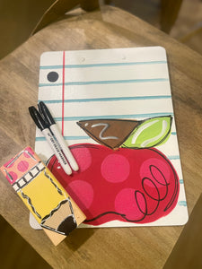 School - Clipboard & Eraser Set -apple